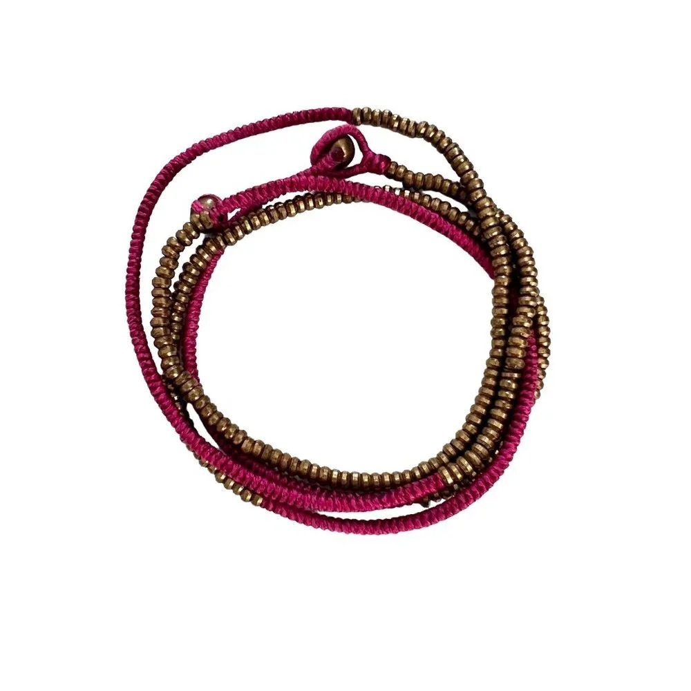 Cord & Brass Bead Necklace Bracelet Combo